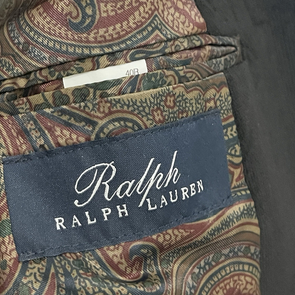 Ralph Ralph Lauren Corduroy Blazer Men 40R Black Sport Coat Jacket Paisley Lined - Picture 4 of 6